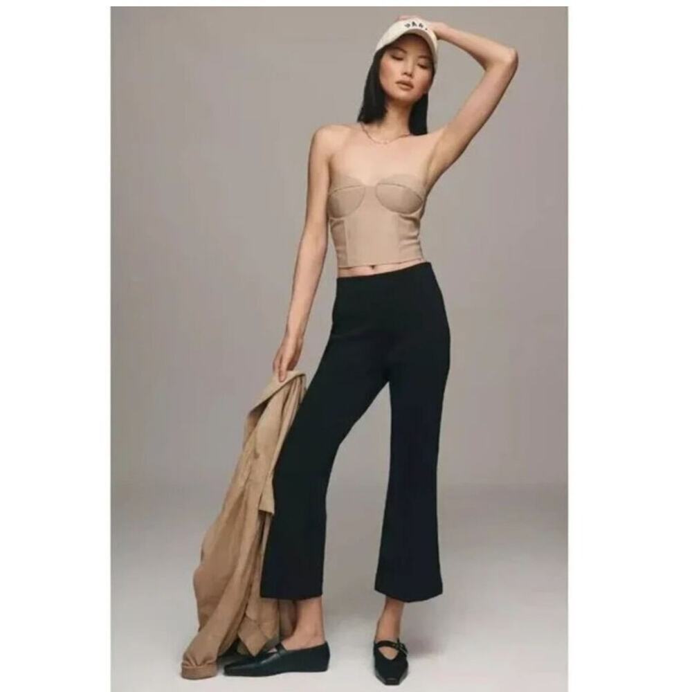 Anthropologie Maeve The Margot Kick-Flare Cropped Pants Black Size M